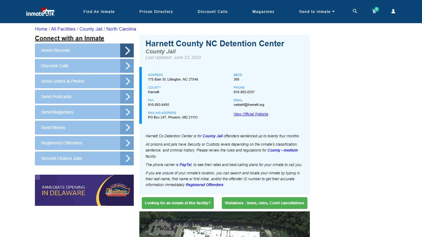 Harnett County NC Detention Center - Inmate Locator - Lillington, NC